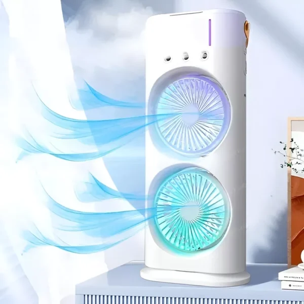 Spray Fan Double-Ended Fan Mini Evaporative Air Cooler Humidifier Fan With LED Light Personal Air Cooler For Travel Camping Room - Image 3