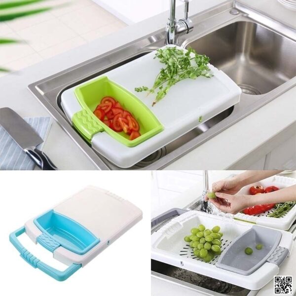 Multi-functional Chopping Board Water Drain Storage Basket/Plastic Cutting Board with Strainer/3-in-1 Household Fruit Vegetable Container Drain Basket